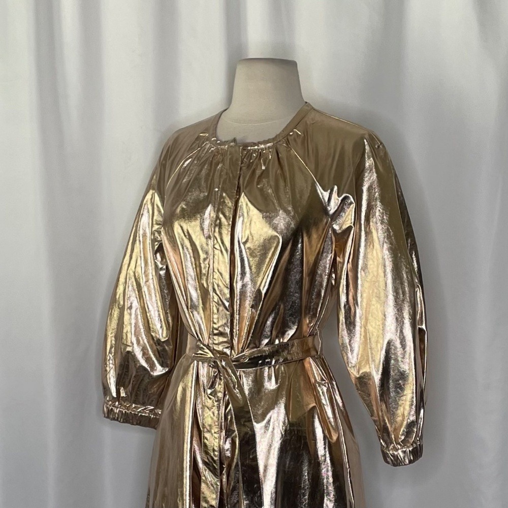 NWT!! Anthropologie MARE MARE Shine Faux‎ Leather Shirt Dress Pearl Metallic XS - Picture 8 of 15